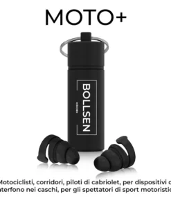 Tappi auricolari BOLLSEN Moto+ per motociclisti - Motociclisti, corridori, piloti di cabriolet, per dispositivi di interfonici nei caschi, per gli spettatori di sport motoristici