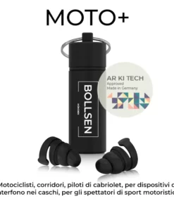 BOLLSEN Moto+ Tappi per le orecchie con tecnologia AR KI Misurazione per motociclisti - Motociclisti, corridori, piloti di cabriolet, per dispositivi di interfonici nei caschi, per gli spettatori di sport motoristici