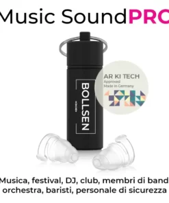 BOLLSEN Music SoundPRO Tappi per le orecchie con tecnologia AR KI Misurazione per musica - Musica, festival, DJ, club, membri di band, orchestre, baristi, personale di sicurezza