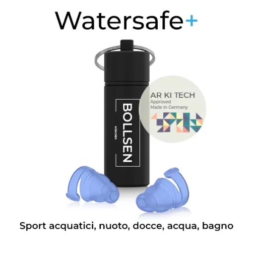Tappi per orecchie Watersafe+ con tecnologia AR KI Misurazione -Sport acquatici, nuoto, docce, bagno