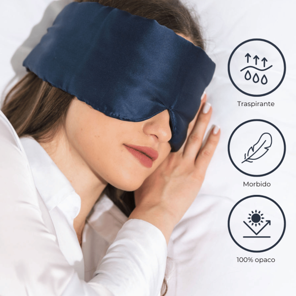 Donna con Deep Sleep Mask e Simboli dei Benefici